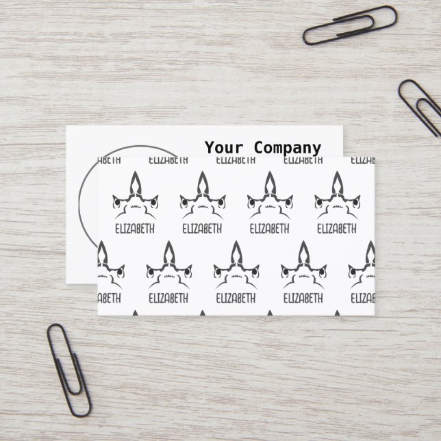 Cartão De Visita Arte de Linha de Tubarão-Hammerhead Irritada (Frente/Verso In Situ)