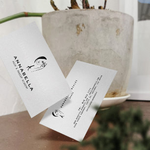 Cartão De Visita Arte de Linha Facial Feminina com Monograma Modern