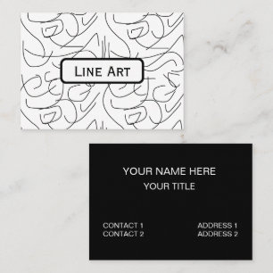 Cartão De Visita Arte de linha minimalista branca e preta