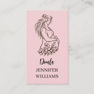 Cartão De Visita Arte de Linha Minimalista de Gravidez Floral Doula