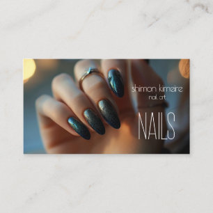 Cartão De Visita Arte de Unhas Magnéticas Grunge em Alta