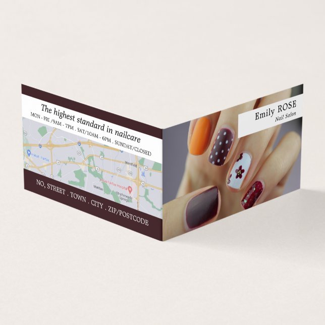 Cartão De Visita Arte de unhas, Técnico de unhas, Lealdade de salão (Exterior)