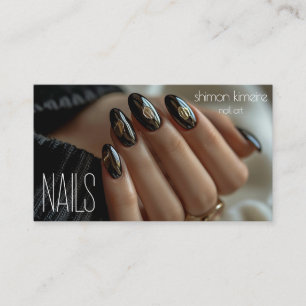 Cartão De Visita Arte de Unhas Tendência Molde Dourado