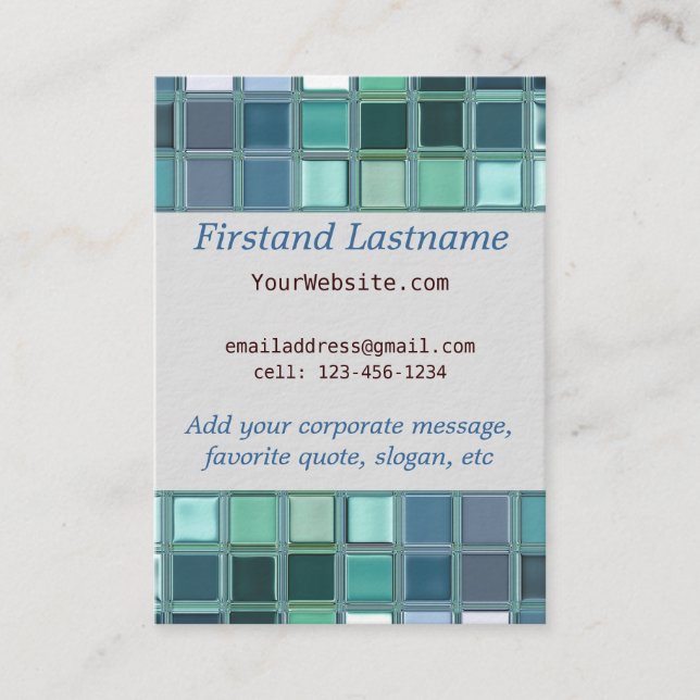 Cartão De Visita Arte de vidro do azulejo de mosaico da praia (Frente)