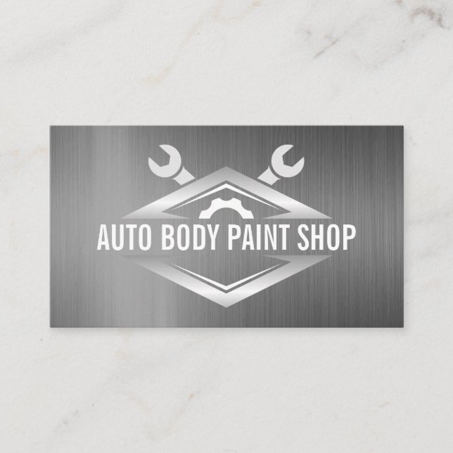 Cartão De Visita Arte de Wrenches | Fundo Metálico (Frente)