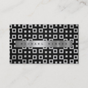Cartão De Visita Arte Deco Ornamento Geométrico Vip Cinza Foil
