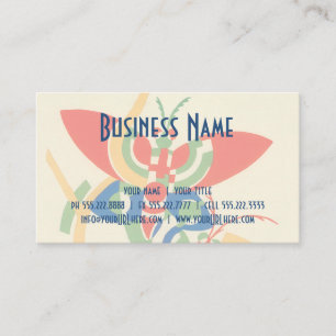 Cartão De Visita Arte Deco Vintage Jazz Pochoir Jardim Borboletas