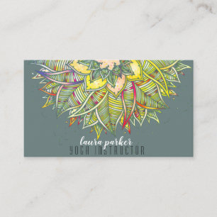 Cartão De Visita Arte em Linha Floral Yoga de Mandala Lotus