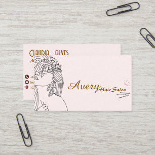 Cartão De Visita Arte Floral Feminina em Linha Minimalista Avery Ha