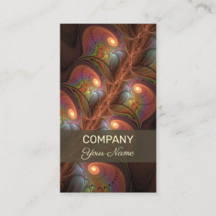 Cartão De Visita Arte Fractal Colorida Abstrato, Fluorescente