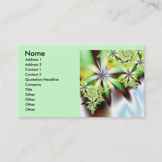 Cartão De Visita Arte Fractal Legal Abstrato-fina com Cascata (Frente)