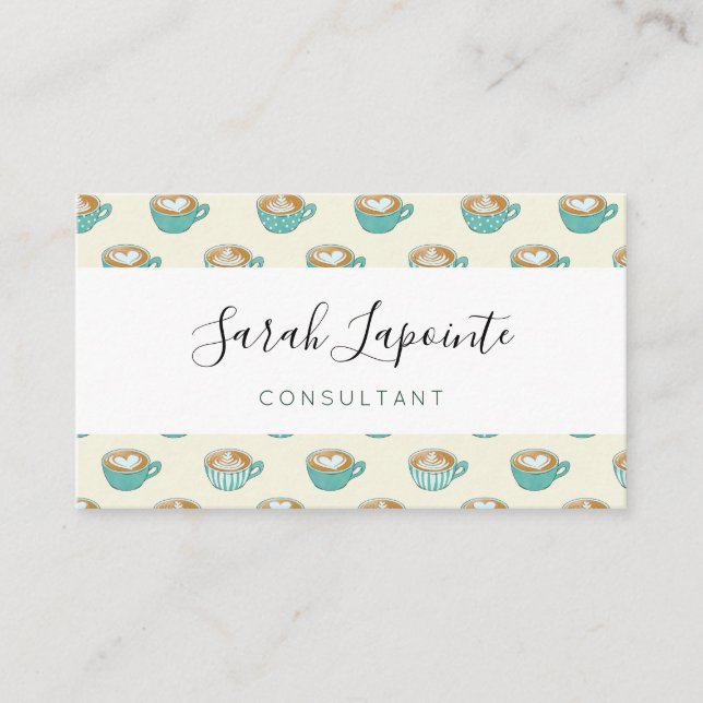 Cartão De Visita Arte latina em canecas de café azul (Frente)