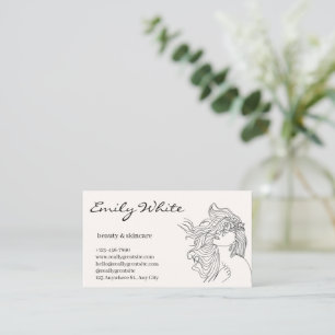Cartão De Visita Arte Linear Minimalista Mulher Beleza & Cuidados c