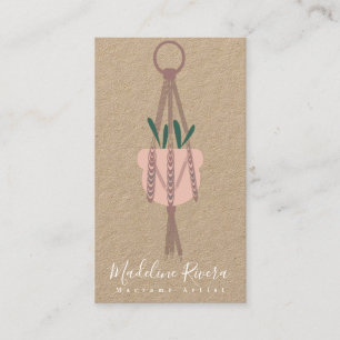 Cartão De Visita Arte Macrame Design Manual Pendurado Planta Verde