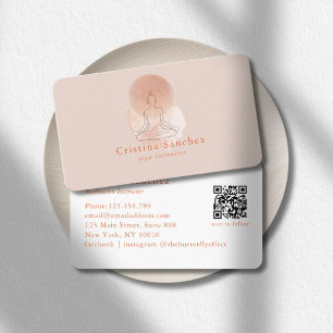 Cartão De Visita Arte Minimalista de Mulher em Yoga Meditação Códig