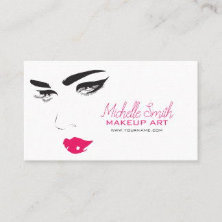 Cartão De Visita Arte Minimalista Ousada Rosa Preto Moderno QR de M