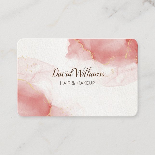 Cartão De Visita Arte Moderna Dourada Rosa Líquida Ca Comercial (Frente)