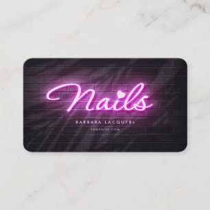 Cartão De Visita Arte Nail Manicure Beauty Salon Neon Pink Purple