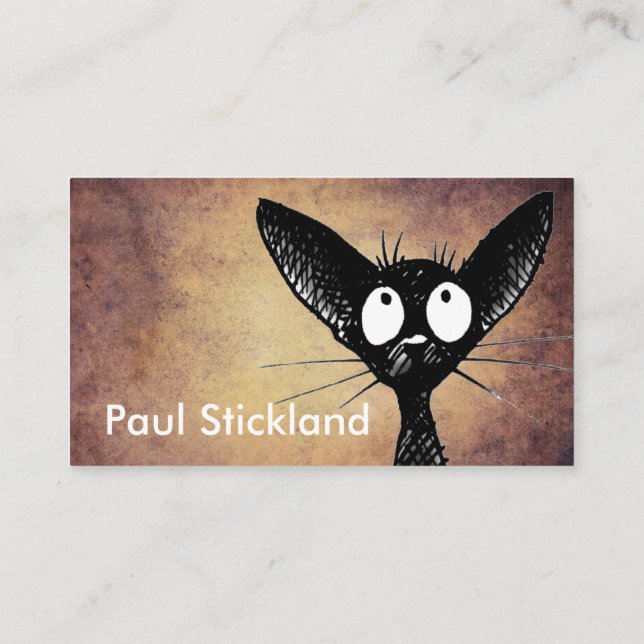 Cartão De Visita Arte oriental preta do gato (Verso)