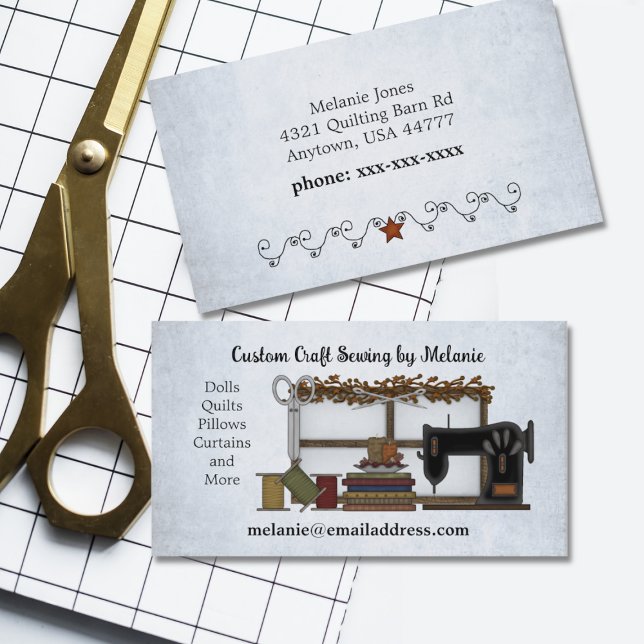 Cartão De Visita Artes de costura russas no azul claro (Criador carregado)