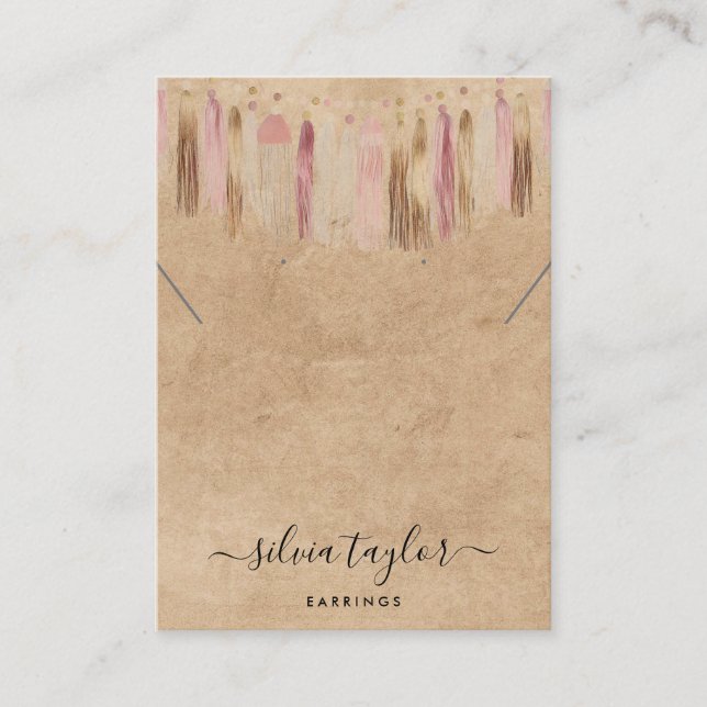 Cartão De Visita Artesanato Boho Bohemian Enrelaçando Exibição De C (Frente)