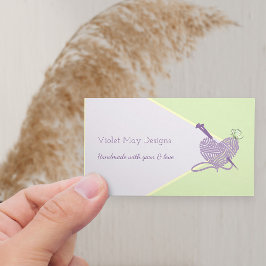 Cartão De Visita Artesanato verde de Pastel feito à mão