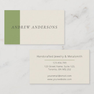 Cartão De Visita Artisan Business Card Sage Minimalist Maker Card