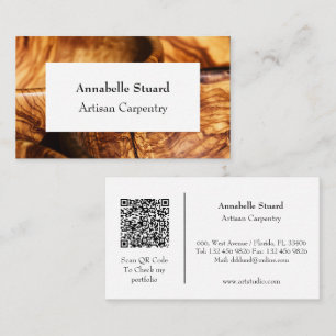 Cartão De Visita Artisan Carpentry Simple Modern QR code