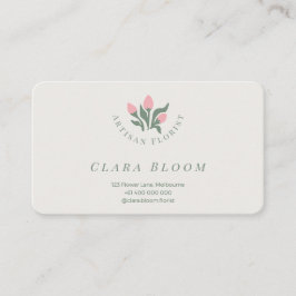 Cartão De Visita Artisan Florist Minimalist Botanical QR Code