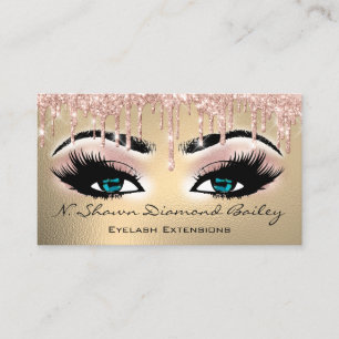 Cartão De Visita Artista Azul Eyelash Rosa Dourado
