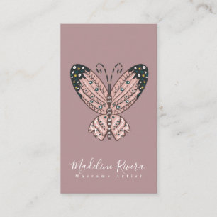 Cartão De Visita Artista Borboleta Boho Arte Manual Designer Blush