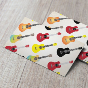 Cartão De Visita Artista colorido de Uke dos padrões do Ukulele