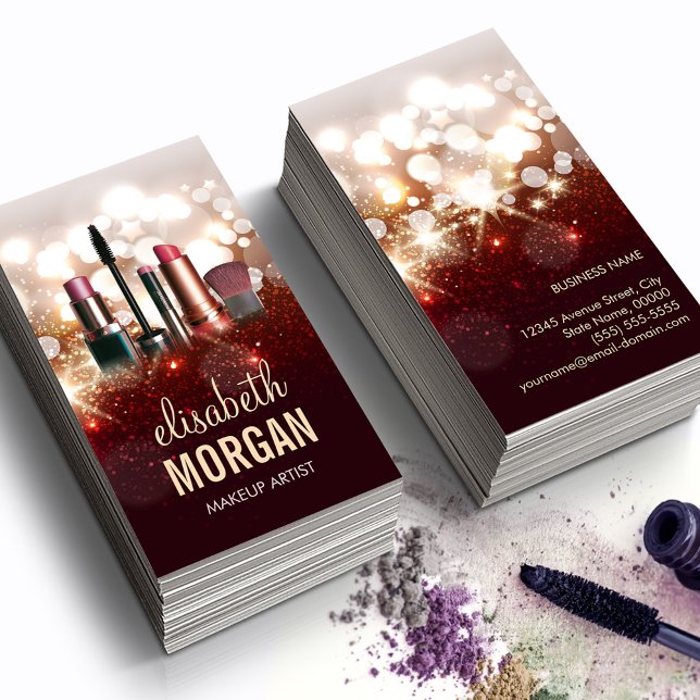 Cartão De Visita Artista Cosmetólogo Shiny Glitter Sparkle (Criador carregado)