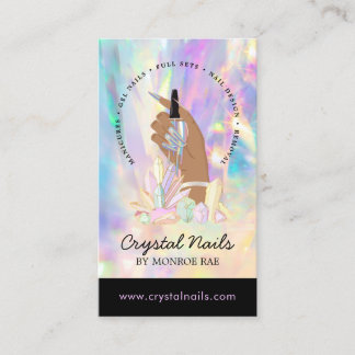 Cartão De Visita Artista Crystal Holographic Nail Technicst Salon B
