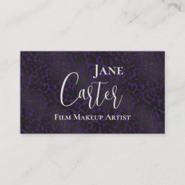 Cartão De Visita Artista da Maquiagem de Filme-Leopardo Preto-Roxo