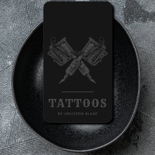 Cartão De Visita Artista da Tatuagem Monocromática Negra Minimalist