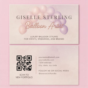 Cartão De Visita Artista de Balão Pastel Decorador Código QR