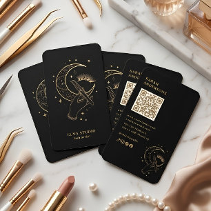 Cartão De Visita Artista de Cílios de Luxo Código QR Celestial Pret