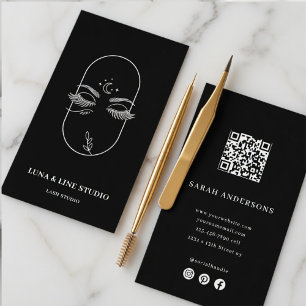 Cartão De Visita Artista de Cílios de Luxo QR do Estúdio de Cílio