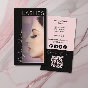 Cartão De Visita Artista de Cílios Elegantes Ícones Sociais QR Foto