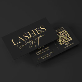 Cartão De Visita Artista de Cílios Minimalista Elegante Preto