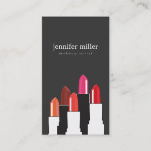 Cartão De Visita Artista de Colagem de Lipstick e Cosméticos