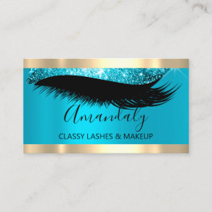 Cartão De Visita Artista de Composição Profissional Eyelash Azul 