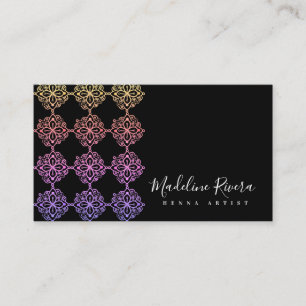 Cartão De Visita Artista de Henna Mandala Neon Macrame Yoga 