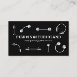 Cartão De Visita Artista de Jóias de Metal Prateado Preto Piercing