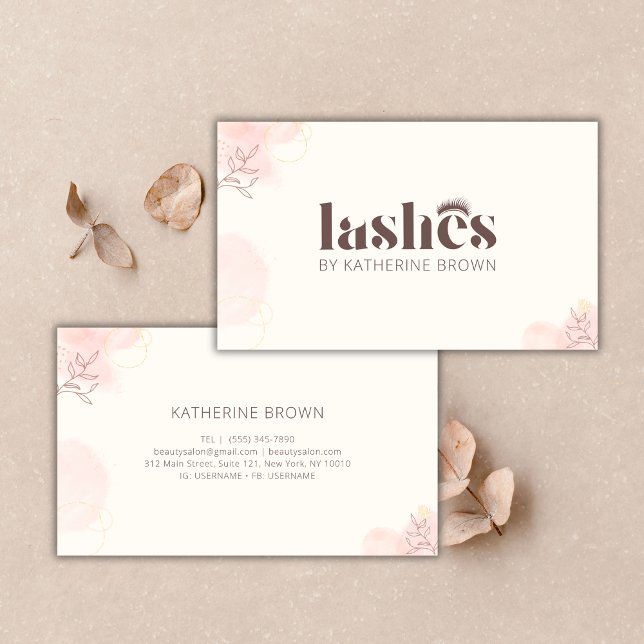 Cartão De Visita Artista de Lash Elegante de Extensão Eyelash (Elegant Lash Artist Business Card Template Custom Eyelash Extension Branding)