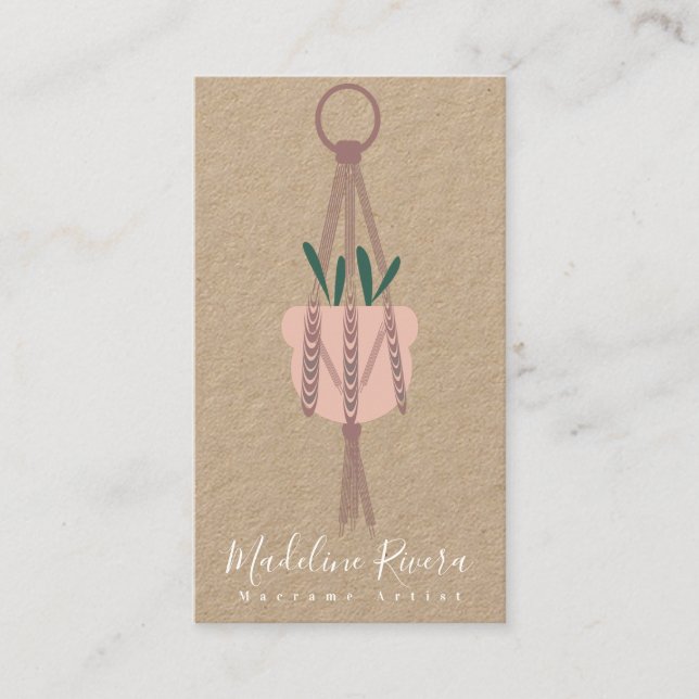 Cartão De Visita Artista de Macrame Design verde de fábrica feita à (Frente)