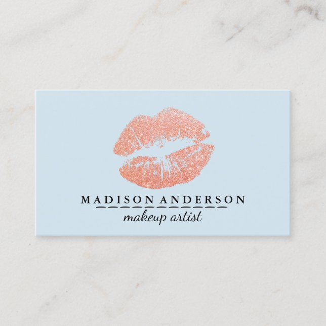 Cartão De Visita Artista de Makeup de Lábios Dourados de Rosa Chic (Frente)