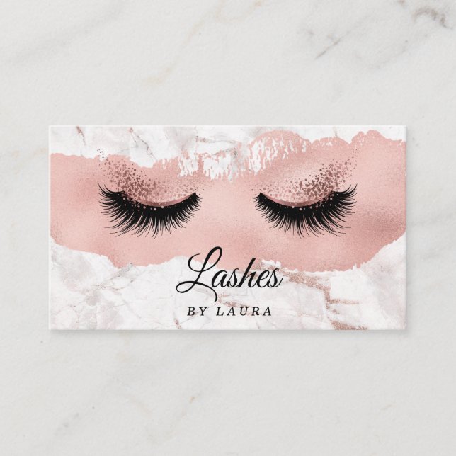 Cartão De Visita Artista de Makeup de Ramal Lash Longo Dourado (Frente)