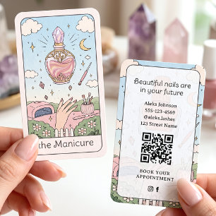 Cartão De Visita Artista de Manicure Pink Celestial Tarot
